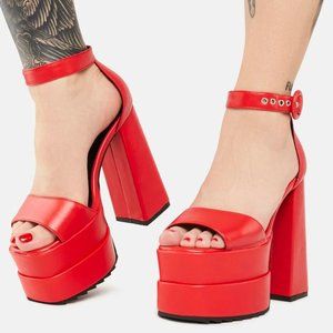 Dolls Kill Lomada Red Just Coz Platform Sandals